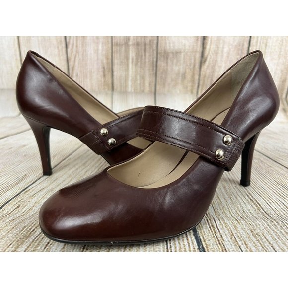 Antonio Melani Women Mary Jane Stiletto Heels Size 10‎ M Brown Leather Comfort - Picture 2 of 11
